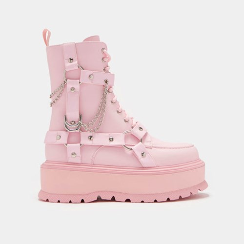 Koi Footwear Yami Pastel Platform Boots Women's Ankle Boots Pink | 13826-TDNP